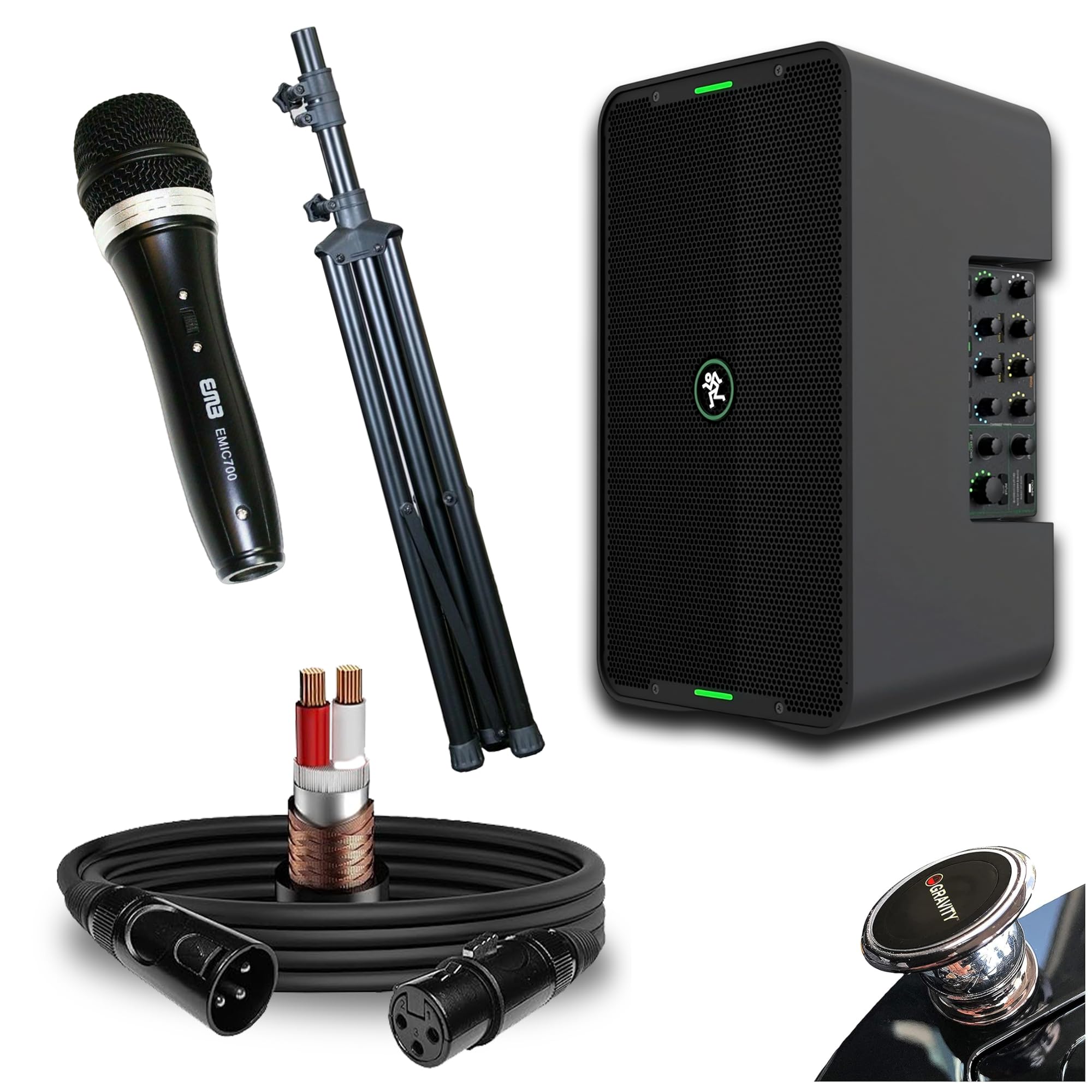Mackie ShowBox All-in-One Battery Powered Performance Rig with Bluetooth Bundle with Pro XLR Mic Cable, Dynamic Microphone, and Adjustable Speaker Stands - Complete Live Sound Mackie ShowBox All-in-One Battery Powered Performance Rig with Bluetooth Bundle with Pro XLR Mic Cable, Dynamic Microphone, and Adjustable Speaker Stands - Complete Live Sound
